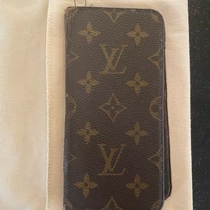 Louis Vuitton Brown Leather Phone Case, Box, and Bag